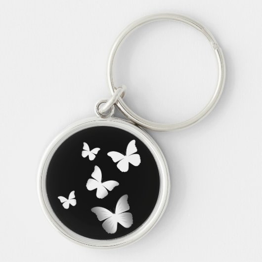 5 Witte Butterflies Sleutelhanger (Voorkant)