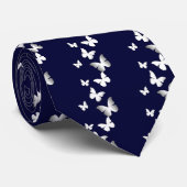 5 Witte Butterflies Stropdas (Opgerold)