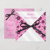 5"x5" Vierkant Roze en Zwarte Formele Uitnodiging (Voorkant / Achterkant)