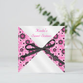5"x5" Vierkant Roze en Zwarte Formele Uitnodiging (Staand voorkant)