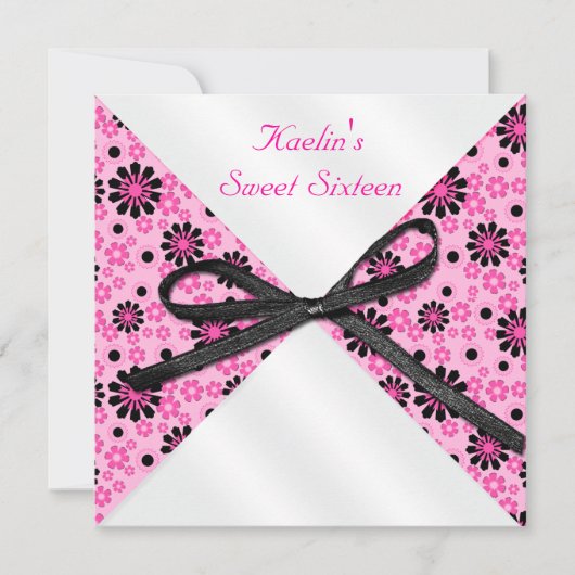 5"x5" Vierkant Roze en Zwarte Formele Uitnodiging (Voorkant)