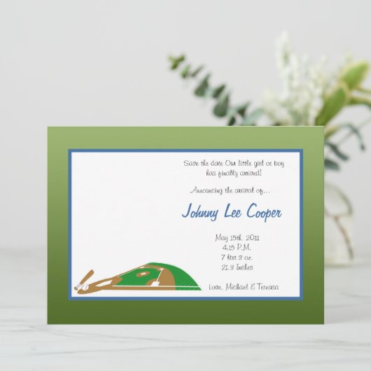 5 x7 Aankondiging van geboorte op basis van sport (Staand voorkant)