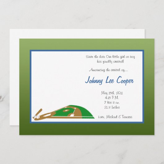 5 x7 Aankondiging van geboorte op basis van sport (Voorkant / Achterkant)