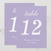 5 "x7" Lavendel Paarse bruiloft Grote Tafel Nummer (Voorkant / Achterkant)