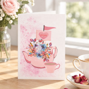 5"x7" Moederdag bloemen in een theepot Kaart