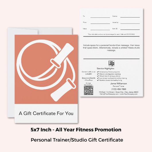 5 "x7" Oranje witte gezonde gewoonten Cadeaubon