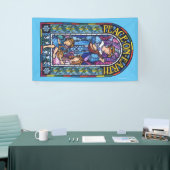 5' x 3' Kerst vinyl Banner Glas in lood (Beurs)