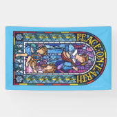 5' x 3' Kerst vinyl Banner Glas in lood (Horizontaal)