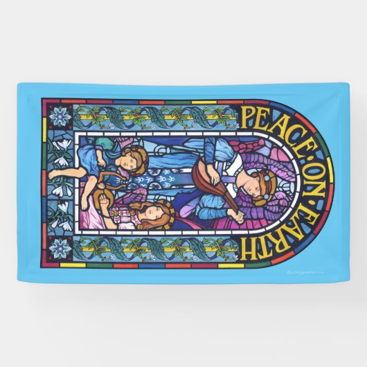 5' x 3' Kerst vinyl Banner Glas in lood (Horizontaal)