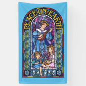 5' x 3' Kerst vinyl Banner Glas in lood (Verticaal)