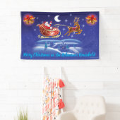 5' x 3' kerstvinyl Banner Santa sleigh ride (Insitu)