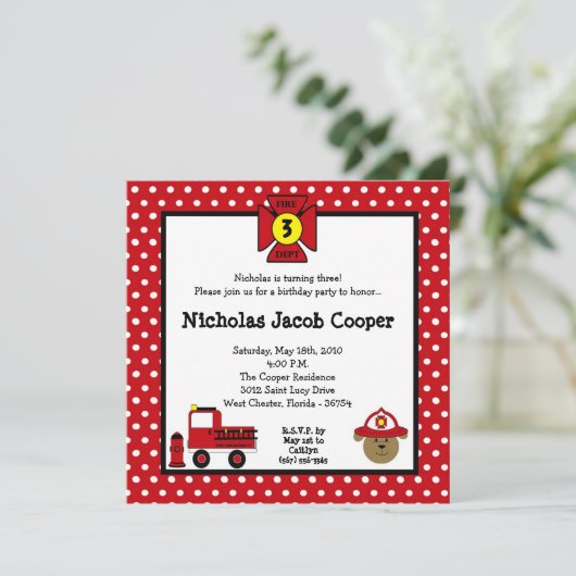 5 x 5 Fire Dog Vuurgedag Uitnodiging (Staand voorkant)