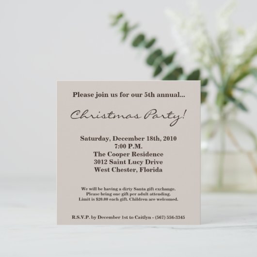 5 x 5 Kerstmis XMAS Snowflake Kerstmis Uitnodiging (Staand voorkant)