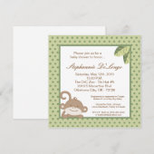 5 x 5 Neutrale Groene Monkey Baby shower Uitnodigi Kaart (Voorkant / Achterkant)