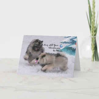 5 x 7 2018 de Kerstkaart van Keeshond van de Kaart