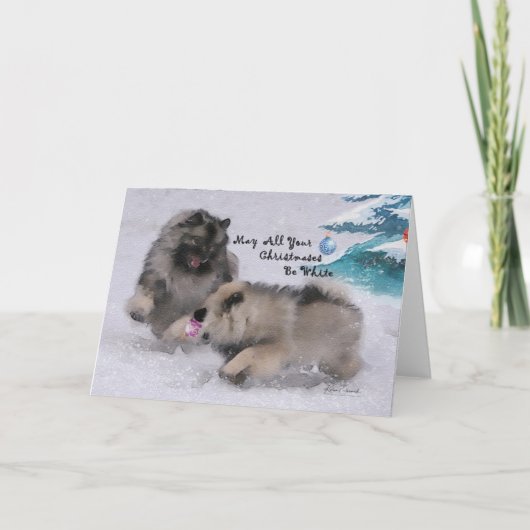 5 x 7 2018 de Kerstkaart van Keeshond van de Kaart (Voorkant)