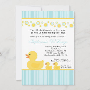 5 x 7 2 Gele Rubber Duck Baby shower Uitnodiging