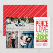 5 x 7 3 Fotokaart voor vrede, liefde en vreugde Feestdagenkaart (Voorkant / Achterkant)