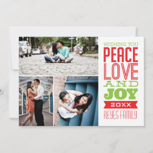 5 x 7 3 Fotokaart voor vrede, liefde en vreugde Feestdagenkaart