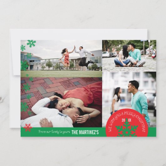 5 x 7 4 Photo Snowflake Feestdagenkaart (Voorkant)