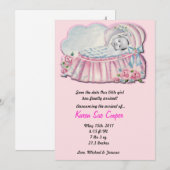 5 x 7 aankondiging FOTO Pink & Blue Basanet Birth (Voorkant / Achterkant)