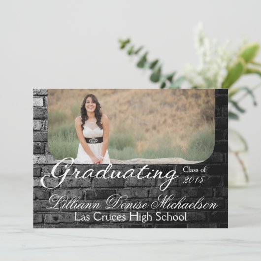 5 x 7 aankondiging van Black Brick Building Wall S (Staand voorkant)