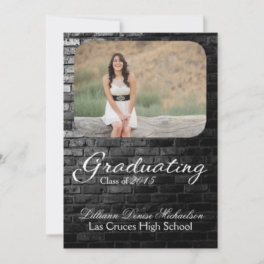 5 x 7 aankondiging van Black Brick Building Wall S (Voorkant)