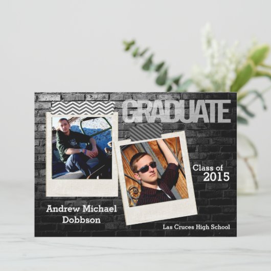 5 x 7 aankondiging van Black Brick Building Wall S (Staand voorkant)