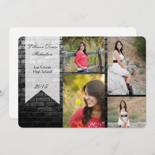 5 x 7 aankondiging van Black Brick Building Wall S (Voorkant / Achterkant)