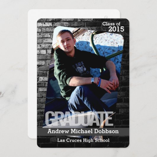 5 x 7 aankondiging van Black Brick Building Wall S (Voorkant / Achterkant)