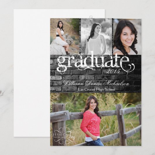 5 x 7 aankondiging van Black Brick Building Wall S (Voorkant / Achterkant)