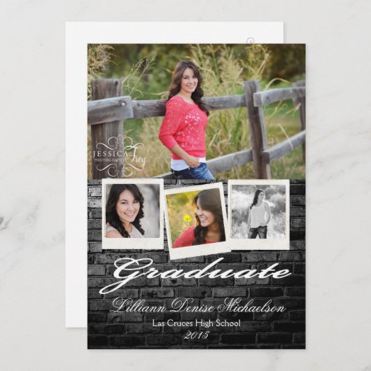 5 x 7 aankondiging van Black Brick Building Wall S (Voorkant / Achterkant)