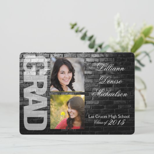 5 x 7 aankondiging van Black Brick Building Wall S (Staand voorkant)