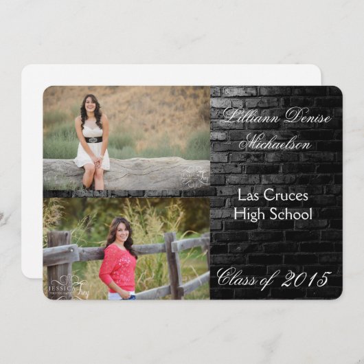 5 x 7 aankondiging van Black Brick Building Wall S (Voorkant / Achterkant)