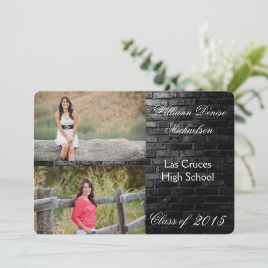 5 x 7 aankondiging van Black Brick Building Wall S (Staand voorkant)