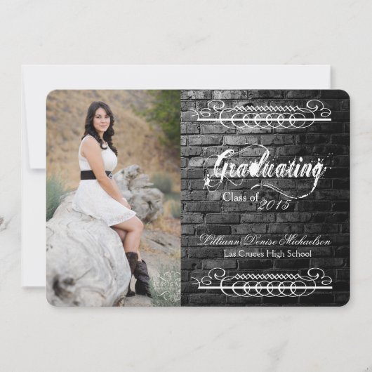 5 x 7 aankondiging van Black Brick Building Wall S (Voorkant)