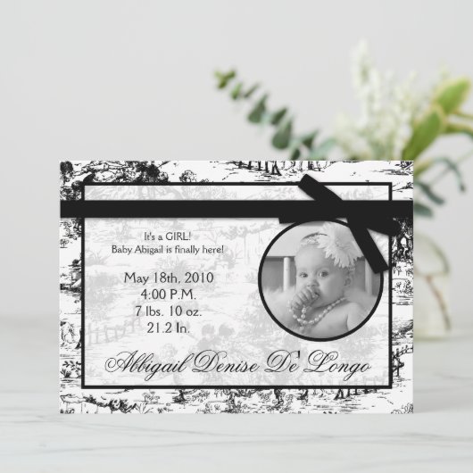 5 x 7 aankondiging van geboorte foto van Black Toi (Staand voorkant)