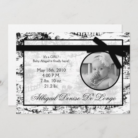 5 x 7 aankondiging van geboorte foto van Black Toi (Voorkant / Achterkant)