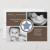 5 x 7 Baby Boy Blue Star Foto geboorteaankondiging Aankondiging (Voorkant)