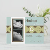 5 x 7 Baby Boy Retro Circle Foto geboorteaankondig Aankondiging (Staand voorkant)