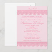5 x 7 Baby Girl Pink Lace Baby shower Uitnodiging (Voorkant / Achterkant)