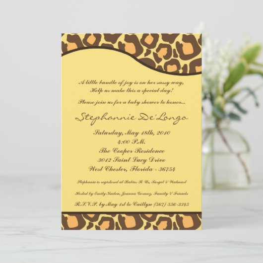 5 x 7 Baby shower voor het drukken van luipaard Kaart (Staand voorkant)