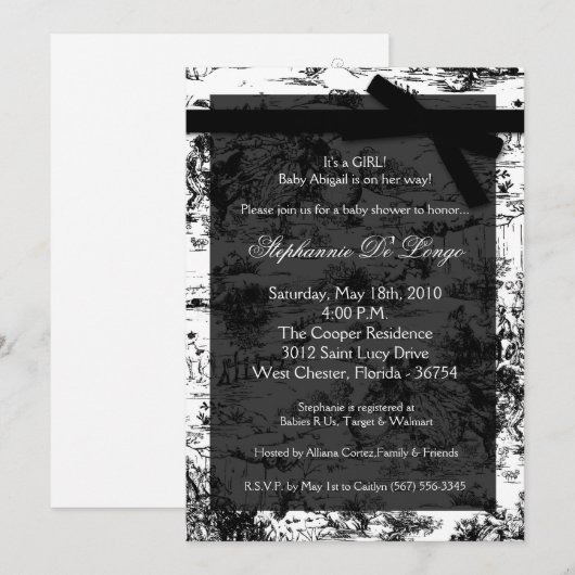 5 x 7 Baby shower voor zwart-witverbinding Kaart (Voorkant / Achterkant)