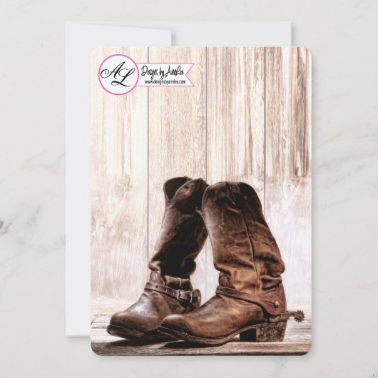 5 x 7 Birthday Invitation boots country rustige we Kaart (Achterkant)