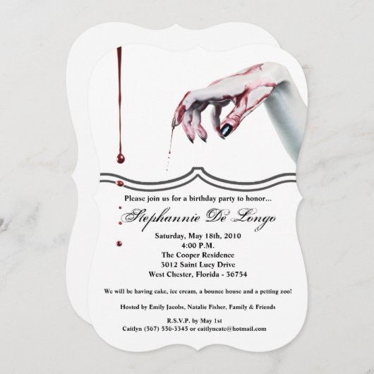 5 x 7 Birthday Uitnodigingszombie bloeddrip vampie Kaart (Voorkant / Achterkant)