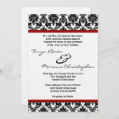 5 x 7 Black Damask Red Crim Linen Wedding Invitati Kaart (Voorkant / Achterkant)