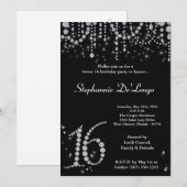 5 x 7 Black Diamond Sweet 16 Birthday Invitation Kaart (Voorkant / Achterkant)