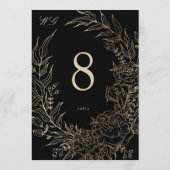5 x 7 Black Gold Florals Wedding Table Number Kaart (Achterkant)