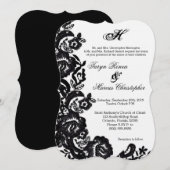 5 x 7 Black Lace Damask Antiek Wedding Invitation Kaart (Voorkant / Achterkant)