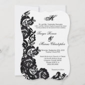 5 x 7 Black Lace Damask Antiek Wedding Invitation Kaart (Voorkant)